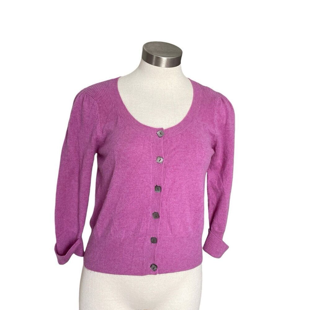 M&S Autograph Womens Cashmere Sweater Cardigan Orchid Purple Sz. M UK 12